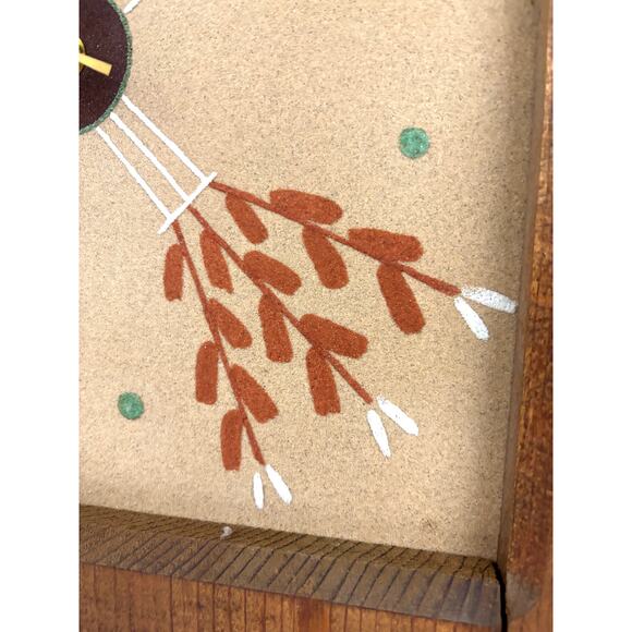 Vintage Four Sacred Plants Native American Sandstone Clock Sand Painting Begay - Picture 13 of 16